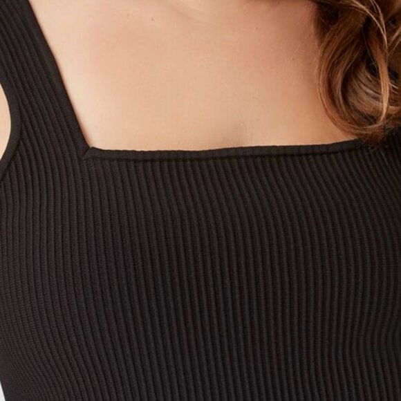 Black Square-Neck Sweater Knit Tank Top 0X - NEW - Picture 4 of 11